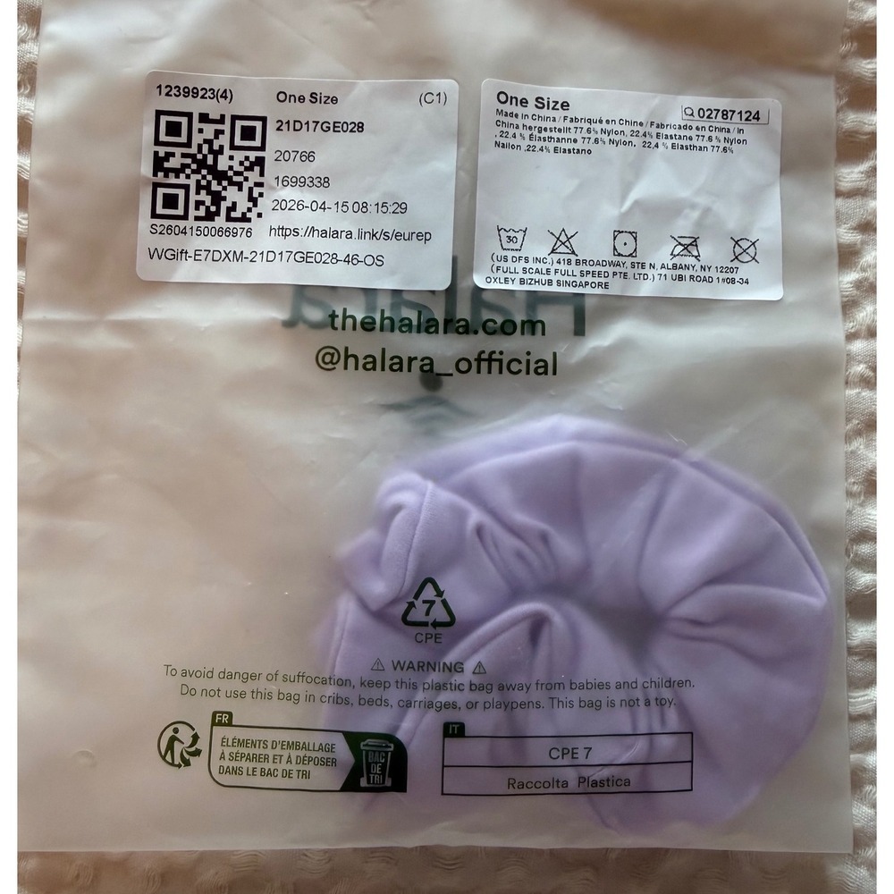 Halara Cloudful Fabric Scrunchie Lavender Purple Athletic Hair Tie NEW